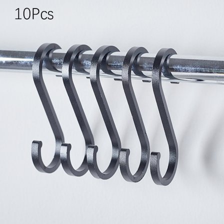 10 st S-formade krokar, kraftiga metallkrokar för att hänga grytor, ZQKLA