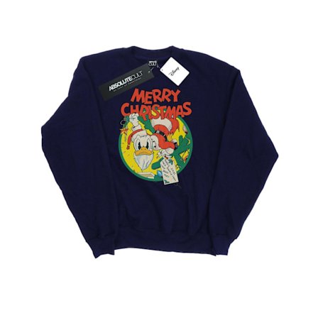 Disney Herr Donald Duck God Jul Sweatshirt L Marinblå