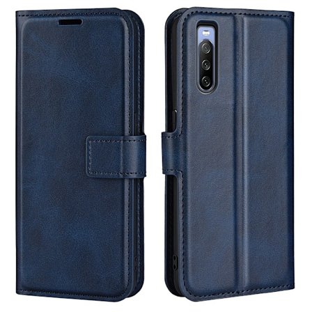 Hållbart konstläder Sony Xperia 10 IV fodral med plånbok - Blå