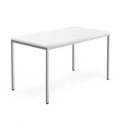 Desk QBUS, 1400x800 mm, 4-leg frame, silver frame, white