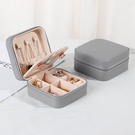 Liten bärbar smyckeskrin, mini resesmyckeskrin med spegel