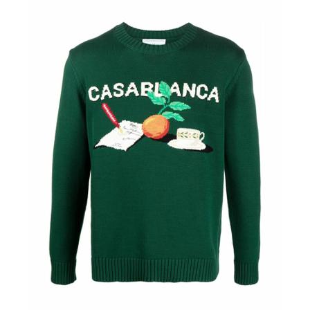 Casablanca, Round-neck Knitwear Groen, Heren, Maat:L