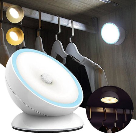 Led natlys sensor magnet roterende base krop induktion lampe til hjem trappe gang, wuzhou (hvidt lys)