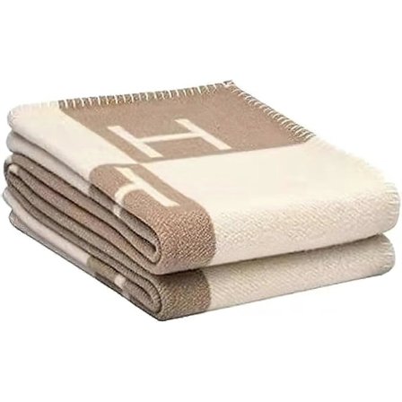 Plaid H filt cashmere blanding hæklet transportabel 130x160cm khaki