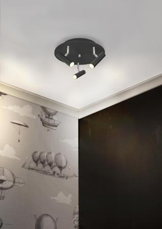 Aneta Lighting ARTIC takspot rund 3-lys, svart, 3 x 6W LED