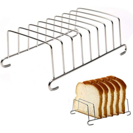 Rustfrit stål brødrister rist, rektangulær brødrister holder, airfryer tilbehør (sølv)