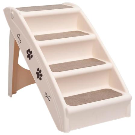 Vidaxl Hopfällbar Hundtrappa Gräddvit 62x40x49,5 Cm Creme