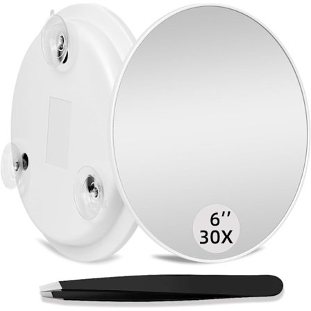 Förstorande spegel med 3 sugkoppar, sminkförstorande spegel med pincett