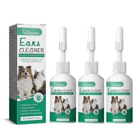 1-3X Ørerens for hund, behandling av øremidd for hunder og katter, behandling av øreinfeksjon