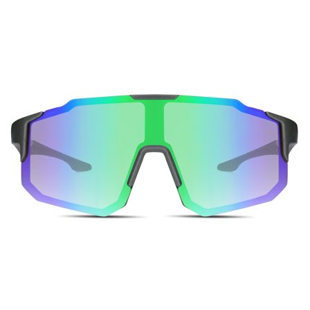 Czarno-zielone sportowe okulary przeciwsłoneczne wraparound dla mężczyzn - Sportowe okulary przeciwsłoneczne