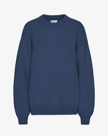 Oversized Merino Wool Crew - Petrol Blue