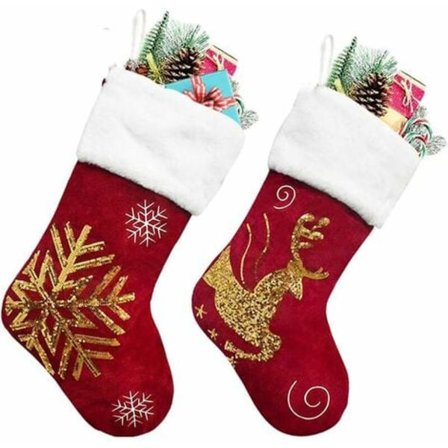 Joululahjasukat, 2 kpl 17,3 tuuman joululahjasukat, pellavaa ja pehmeällä reunalla, perheen jouluun