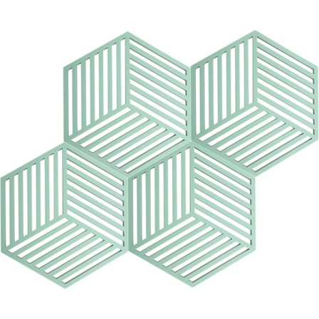 4 stk. Grøn Silikone Køkkenmåtte til Bordplade, Bordbeskytter Varmebestandige Dækkeservietter Skridsikre Bordmåtter