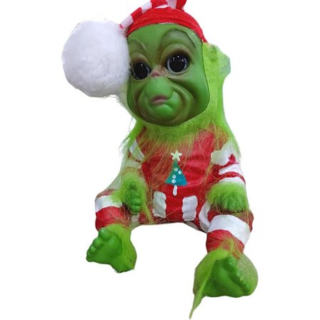 Børn Julegrøn Pels Grinch Dukke Legetøj Sød Julemand Kostume Julefyldt