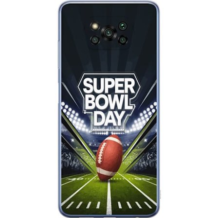Yhteensopiva Puhelinkuori Xiaomi Poco X3 Pro Super Bowl Day juliste, jossa amerikkalainen jalkapallo valaistuksella varustetulla areenalla dramaattise