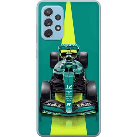 Yhteensopiva Puhelinkuori Samsung Samsung Galaxy A72 5G Aston Martinin Formula 1 -auto vihreässä kilpailumuotoilussa, jossa on moderni studiosentunt