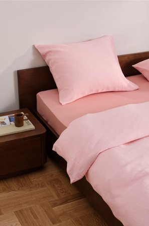 Jotex - Dynetrekksett i Musselin Enkeltseng Lys rosa - AMILIA - Kjøp Enkeltseng hos Jotex