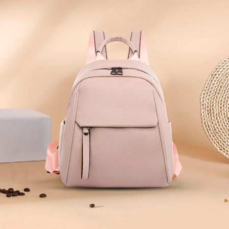 Fashionabel enfärgad bokväska damryggsäck stor kapacitet enkel avslappnad ryggsäck läder designer PU handväskor~11131