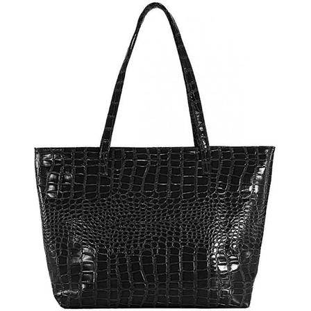 Aisi Dame Myk PU Lær Krokodillemønster Tote Håndveske Dame Skulder Bag Stor Kapasitet Veske_SJJYV Black
