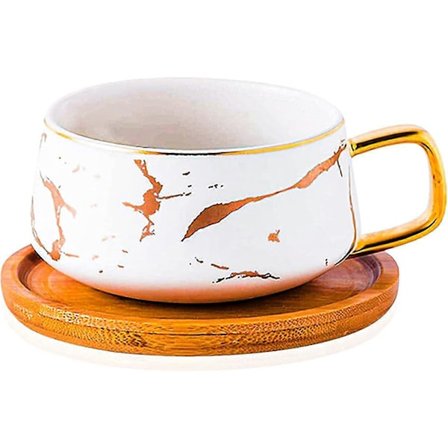 Stilisert Keramisk Cappuccino Og Urtete Kaffe Tekopp Sett Type 300ml Hvit Gull Pate