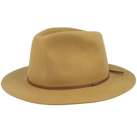 Brixton - Bruin fedora Hoed - Wesley Packable Golden Brown Fedora @ Hatstore