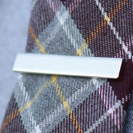 Polished Silver-Tone 4 cm Tie Clip for Men - Tie clips for skinny ties