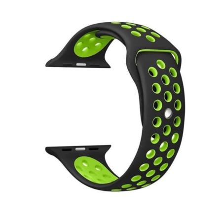 Apple Watch 42mm - Stilrena Silikonarmband -ROYBEN ORGINAL- Svart/Grön L