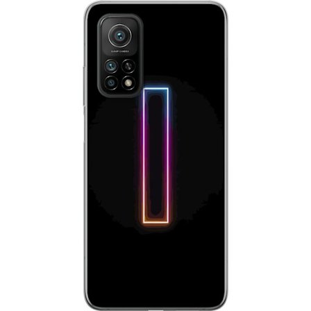 Kompatibel Mobilcover til Xiaomi Xiaomi Mi 10T Pro 5G Minimalistisk neonbogstav I i regnbuefarver mod mørk baggrund