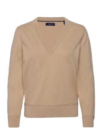 Light Cotton V-Neck Pullover Beige GANT*Betinget Tilbud