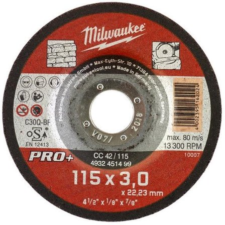 Milwaukee CC 42 PRO+ Kappeskive 115x3 mm, Maskintilbehør & forbruk