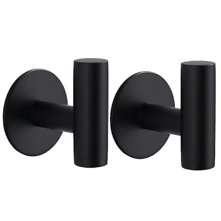 2 stk. Væghængte Selvklæbende Badehåndklæde Krog Enkelt Frakke Kappe Hat Hængende Badekåbe Holder i Rustfrit Stål