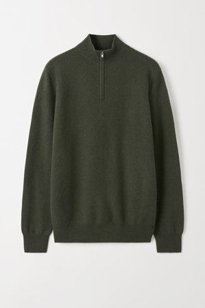 Soft Goat - Men's Half Zip - Kaschmirpullover für Herren - S - Hunter Green