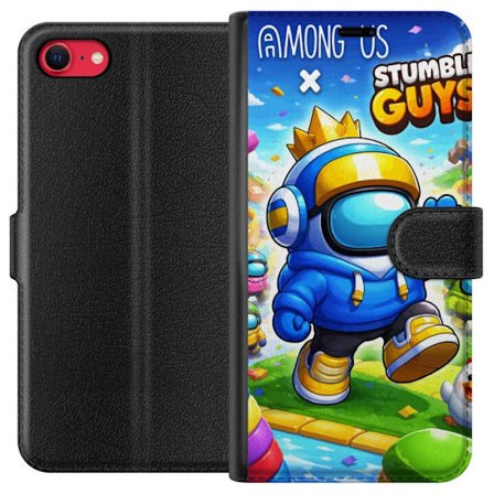 Kompatibelt Plånboksfodral till Apple Apple iPhone SE (2022) Juventus klubbemblem i svart och vitt med tre guldstjärnor, stilrent sportmotiv med bor