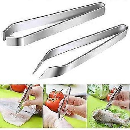 Fiskebenspincet Professionel Fiskebenspincet Rustfrit Stål Fiskebenspincet 2 Dele Fiskebenspincet Flad Fisketang Kok Køkken Pincet Vinkel - x