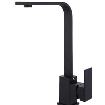 Svart köksblandare med 7-formad hög pip, roterbar 360° kran med luftblandare - svart