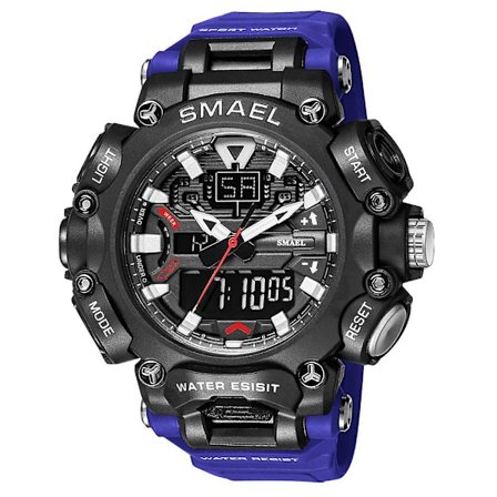 Smael Watch Herr Digital Quartz Double Display Klockor Ungdom Militär Herr Vattentät stoppur Väckarklocka Man Cool Hour