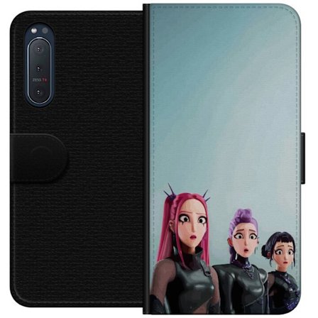 Kompatibelt Lommeboketui til Sony Sony Xperia 5 II Tre animerte kvinner med fargerikt hår i futuristisk stil og overraskede uttrykk