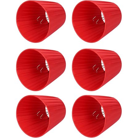 Pakke med 6 små lampeskjermer i stoff, lampeskjerm for nattbord, lysekrone (rød)