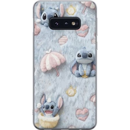 Yhteensopiva Puhelinkuori Samsung Galaxy S10e Pisto kuvioita sydämillä, sateenvarjoilla ja pastellin värisellä pehmeällä taustalla