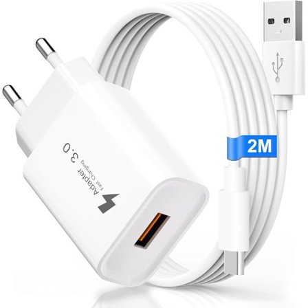 Pikalaturi USB Carga Rapida Xiaomi Redmi 12/Note 12/11/10/9/8,11T/Mi12/Mi11/Mi10/Mi9/Redmi Pro5G/Poco X3 Pro NFC, Samsung A14/A15/A33/A34/S10, Q