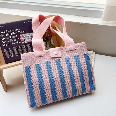 Stribet strikkepose Mulepose PINK