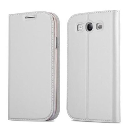 Skyddande fodral för Samsung Galaxy S3 / S3 NEO i KLASSISK SILVER. Magnetisk stängning Plånbok Fodral Cover.