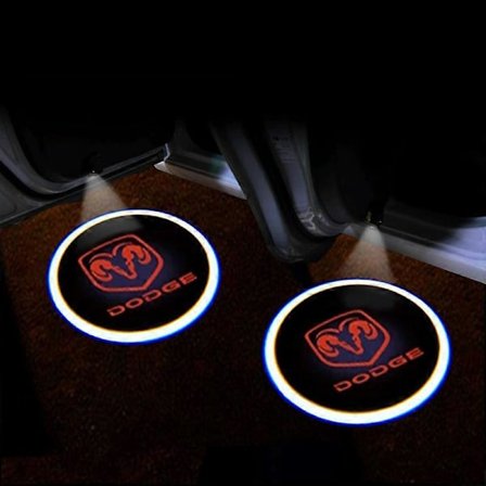 2 st LED Bildörrlampa Välkomstlampa Trådlös Laserprojektor För Dodge Challenger Caliber Journey Ram 1500 Nitro Tillbehör