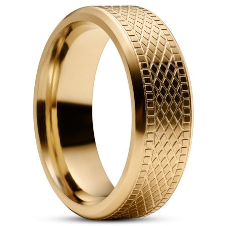 Sentio | Gold-Tone Weave Pattern Stainless Steel Ring for Men - Steel rings