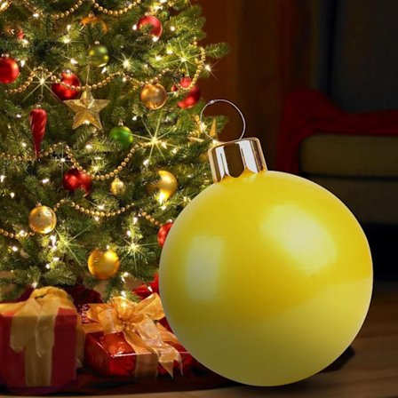 PVC Uppblåsbar Julkula, 18 Tum Stor Utomhus Julkula Dekoration med Pump, Stor Utomhus Julkula för Trädgård, Balkong