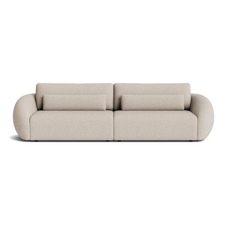Cloud XL 3-Sitzer-Sofa in Mito Beige, modernes minimalistisches Design, einfarbig, bequeme Nozag-Federung, abgerundete Form, 80cm Höhe.