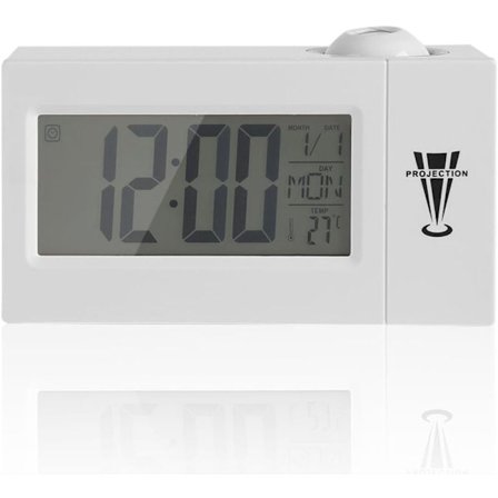 Digital väckarklocka med projektor, dimbar, programmerbar insomningstimer och visning av inomhustemperatur, dag och datum_MGF