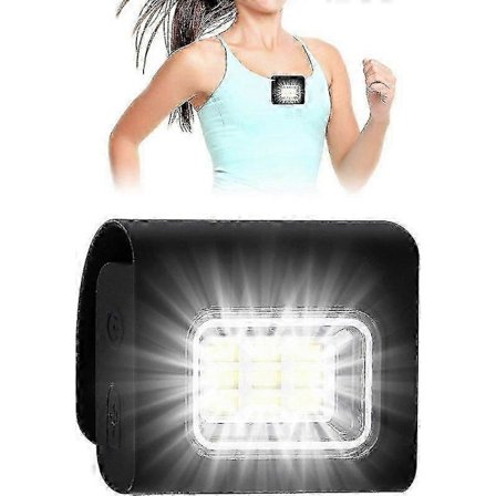 Juoksulamppu, rintavalo juoksuun, USB ladattava LED-rintalamppu Mini LED-yövalo 4 valaistustilalla Juoksulamppu