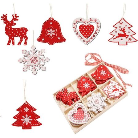 Andra juldekorationer - Hängande julgransprydnader i trä