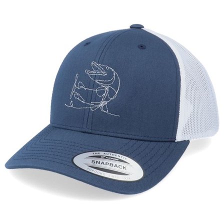 Skillfish - Blå trucker Keps - One Line Pike Fishing Navy/White Trucker @ Hatstore